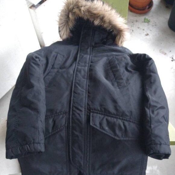 Raincoat, winter black jacket with a hoodie for a junior - Picture 5 of 5